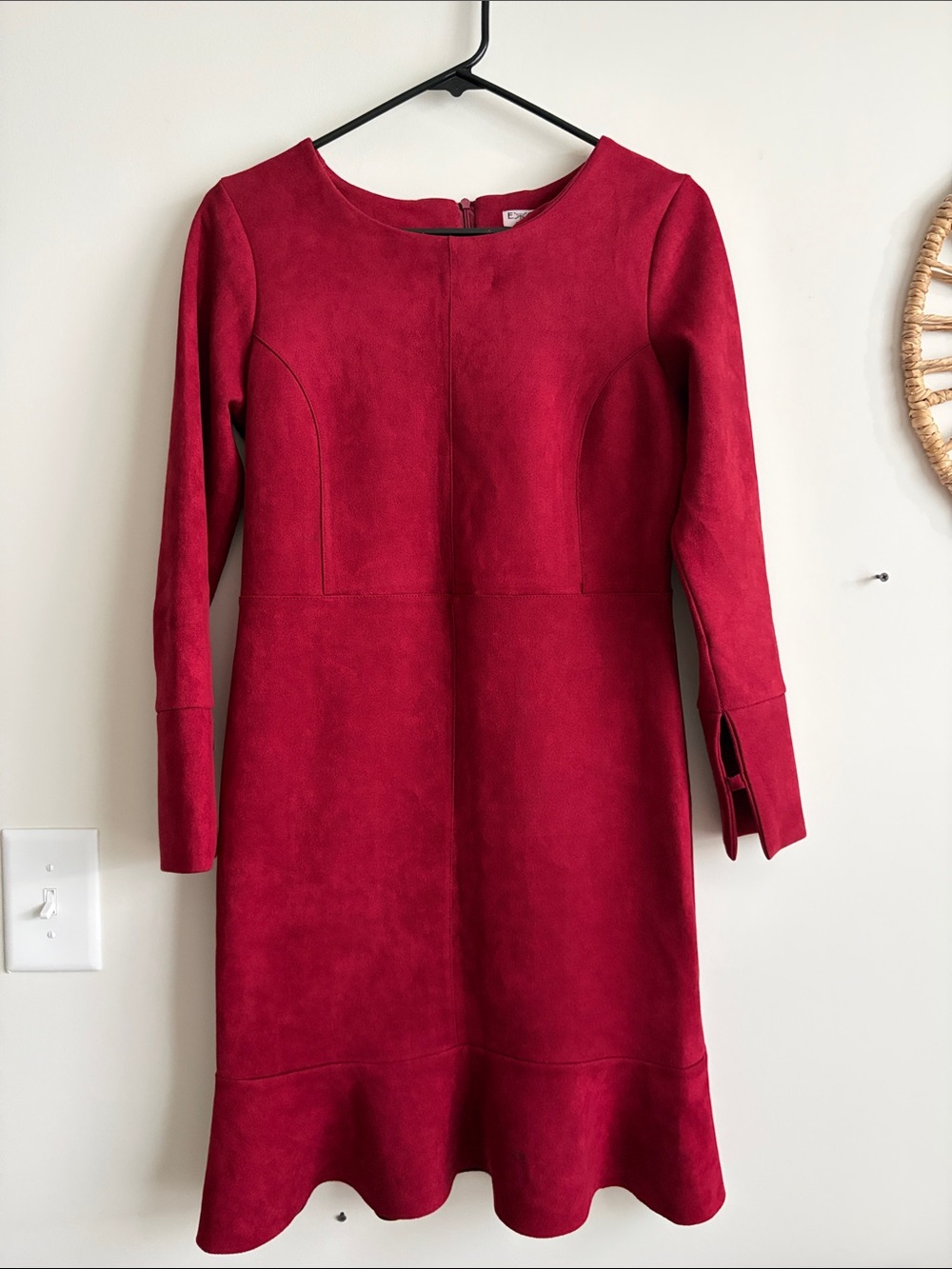 Red/Burgundy Long Sleeve Sheath Dress - size 36 (S-M)